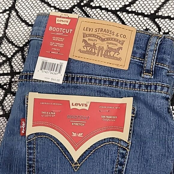 Levi's Bootcut Stretch Girls Demin Blue Jeans Size 12 Regular - Picture 2 of 8